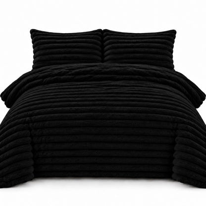 Chunky Teddy Fleece Duvet Cover Set Black