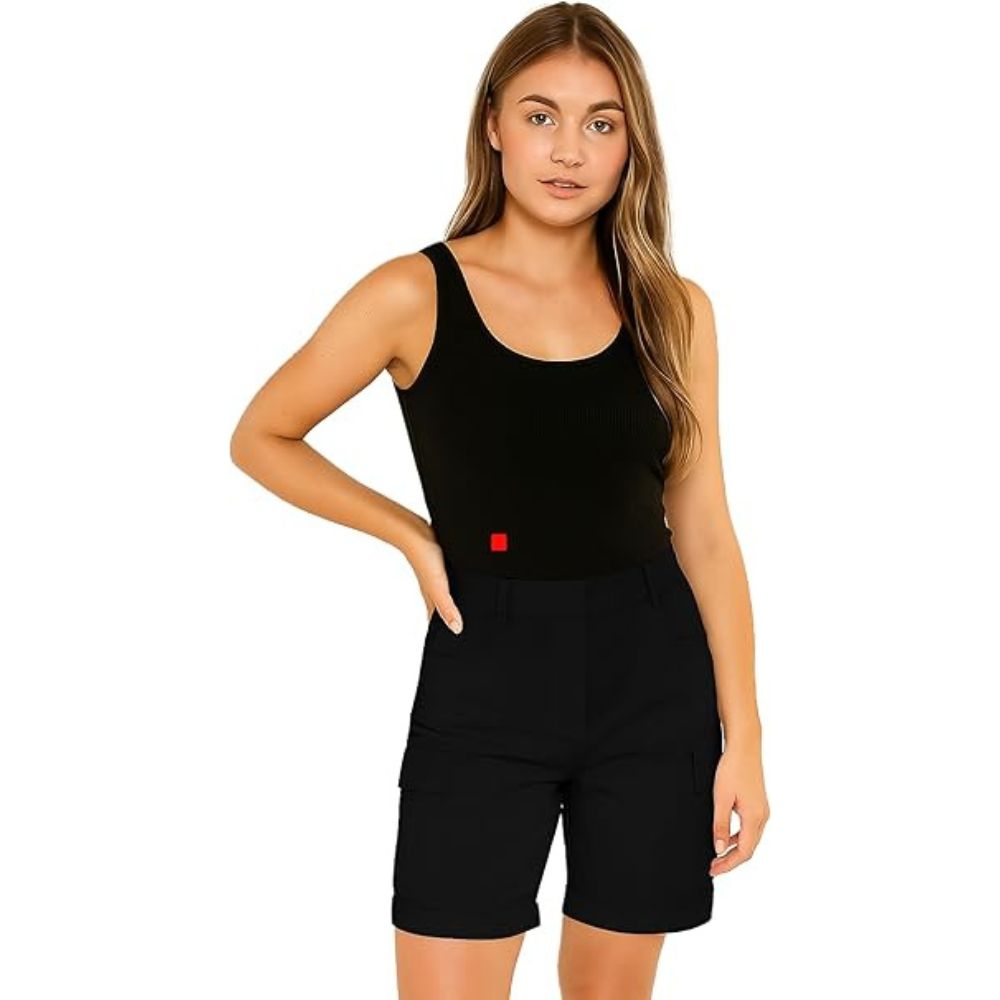 Ladies Cargo Shorts Pull On Turned Hem | 9 Colours