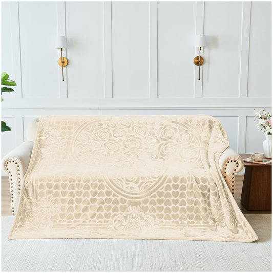 Blossom Heart Heavy Blanket | 200CM x 240CM | Cream