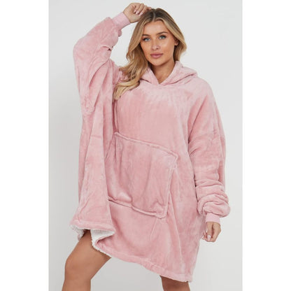 Blush Pink Sherpa Fleece Oversized Blanket Hoodie