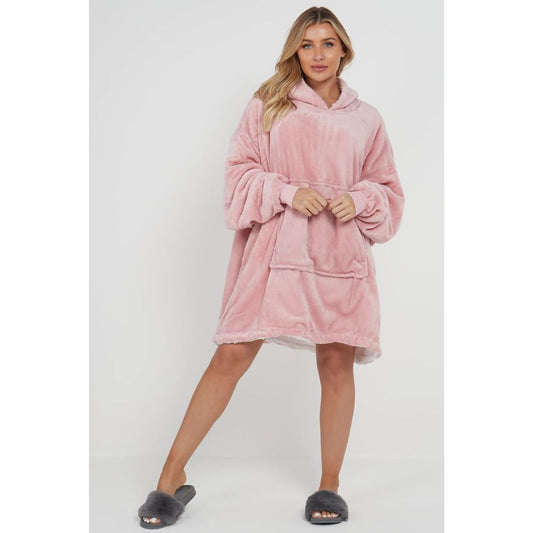 Blush Pink Sherpa Fleece Oversized Blanket Hoodie