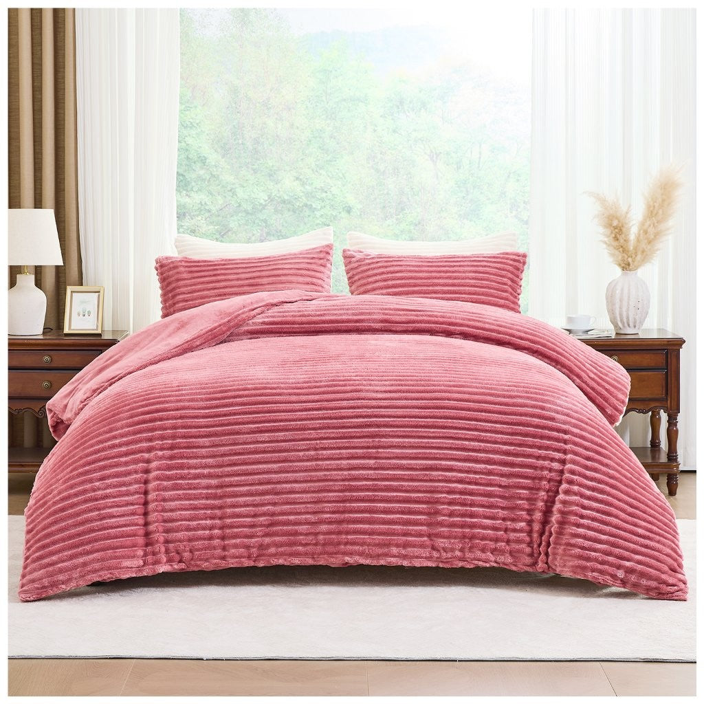 Osum Ribbed Teddy Duvet Cover Set | 10 Colours