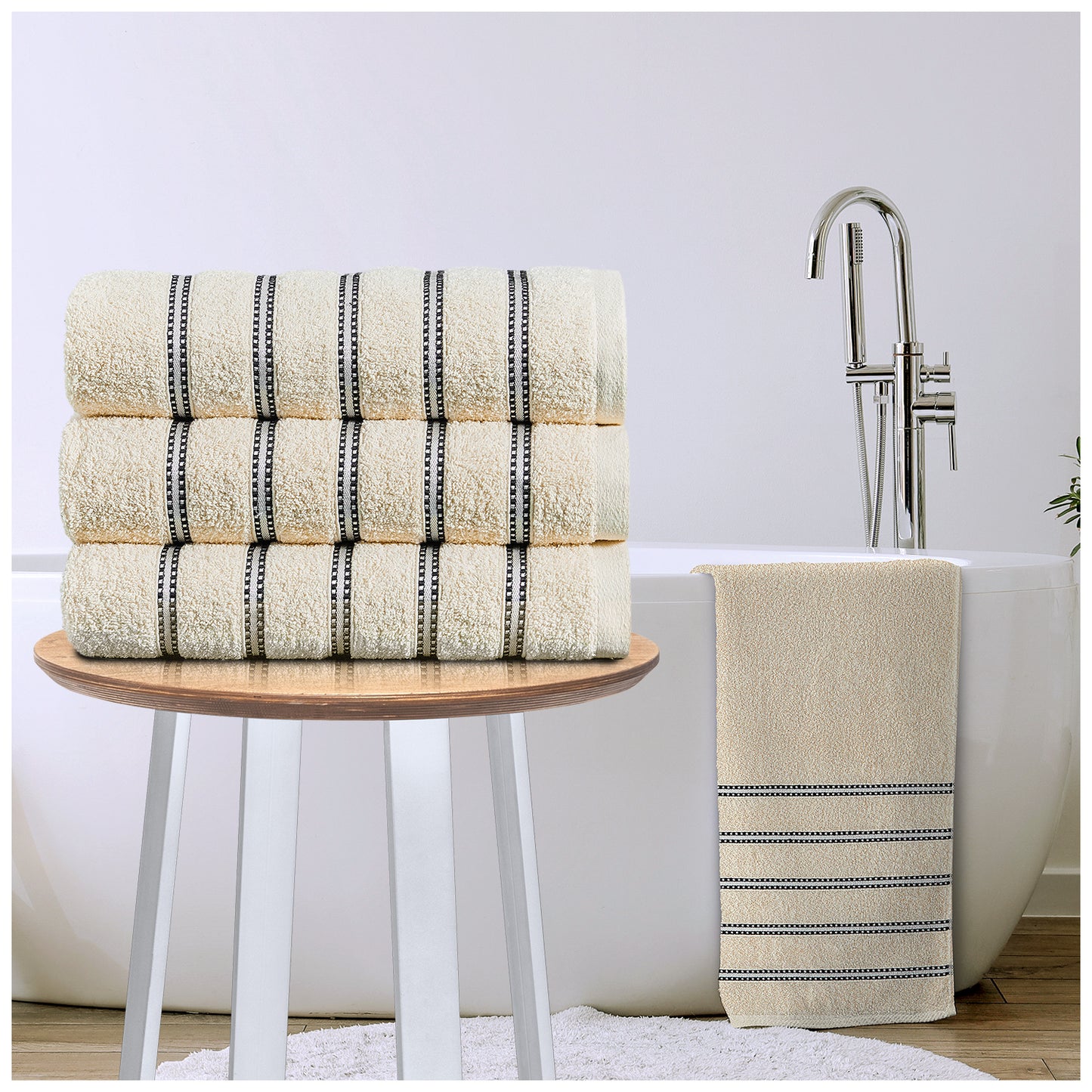 100% Cotton Bromley Stripe Towels | 8 Colours | 600 GSM