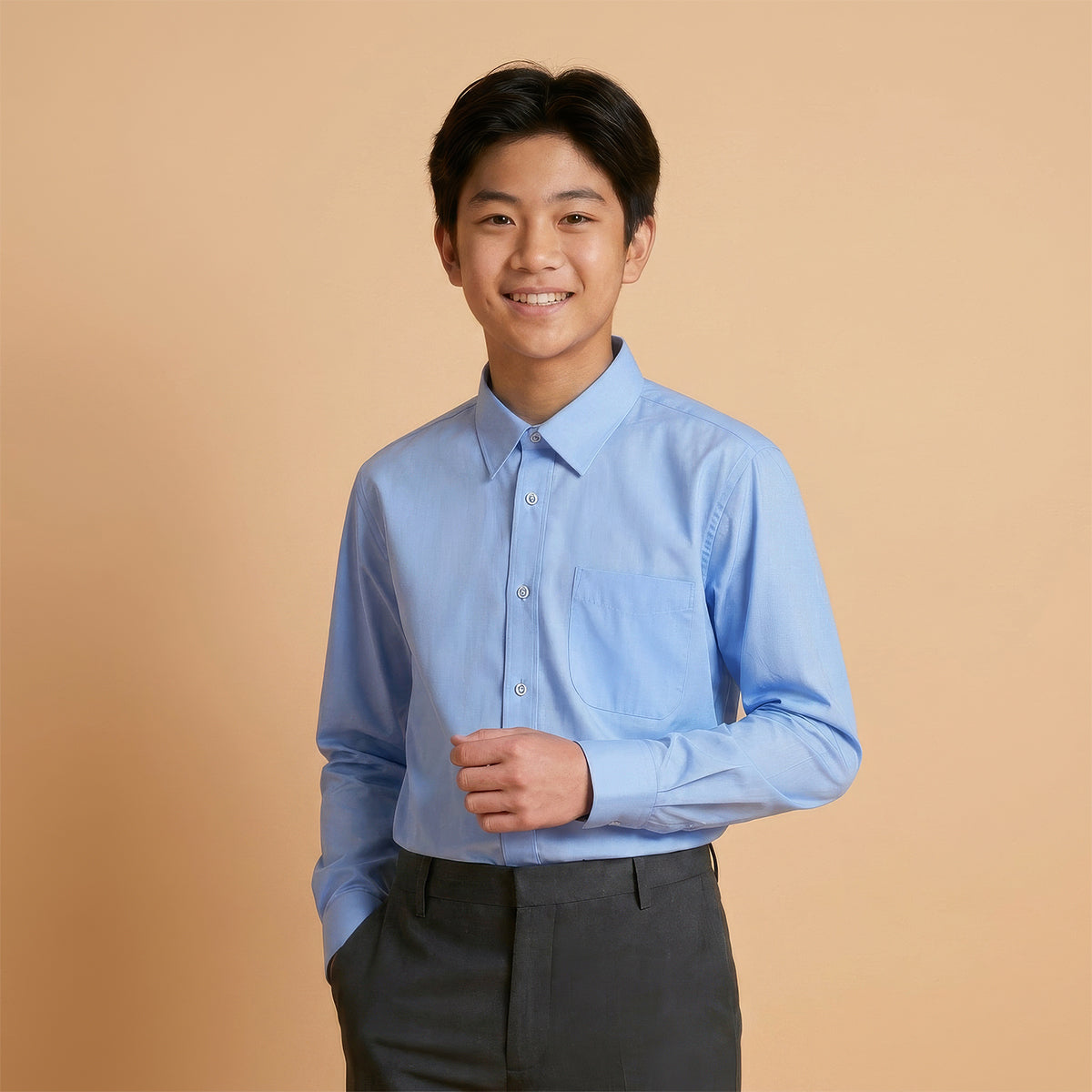 Boys Blue School Shirt Long Sleeve