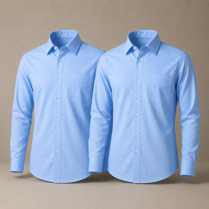 Pack of 2 Boys Blue School Shirts Long Sleeve