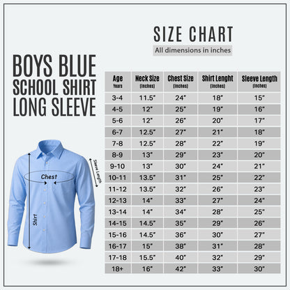 Boys Blue School Shirt Long Sleeve