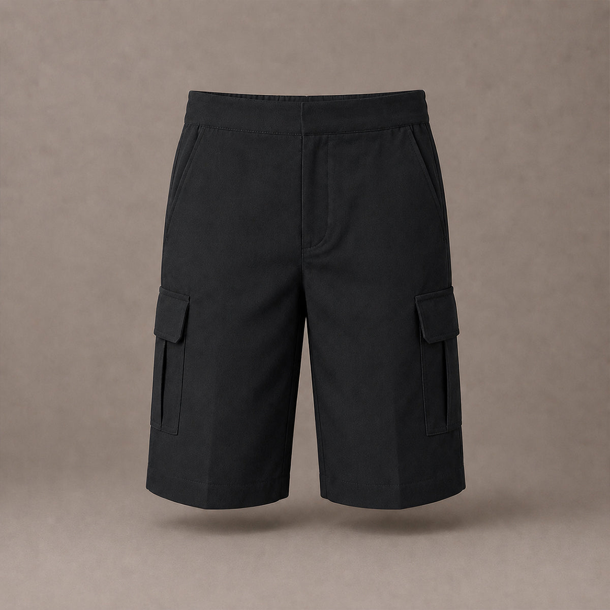 Black Adjustable Waist Cargo School Shorts | Zip & Clip