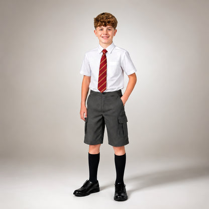 Pack of 2 Grey Adjustable Waist Cargo Shorts | Zip & Clip