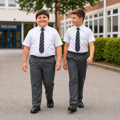 Pack of 2 Grey Plus Size Full Elastic Boys School Trousers