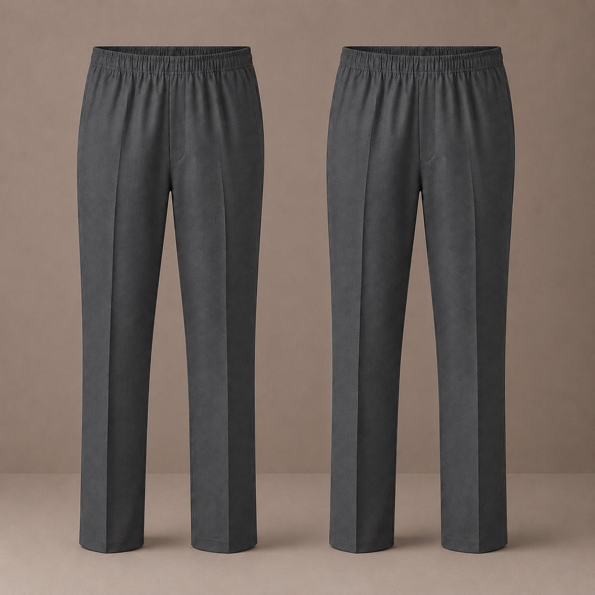 Pack of 2 Grey Slim Fit Full Elastic Boys School Trousers