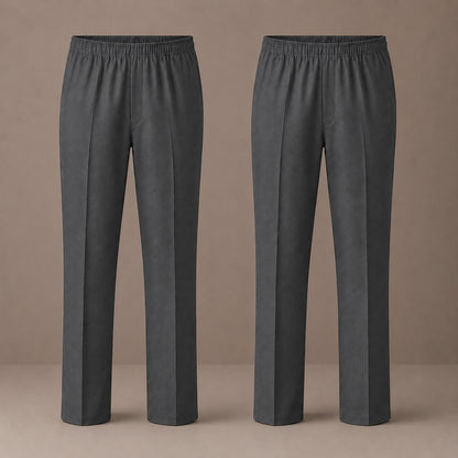 Pack of 2 Grey Slim Fit Full Elastic Boys School Trousers