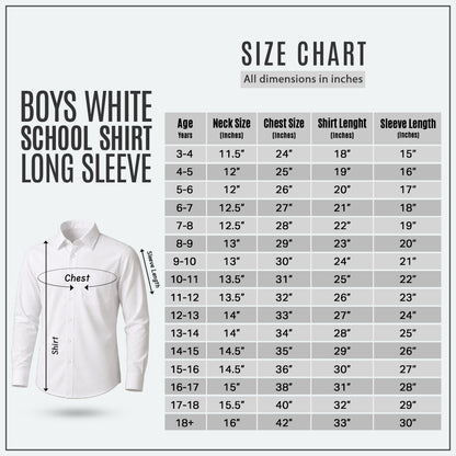 Boys White School Shirt Long Sleeve