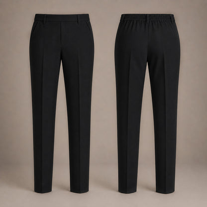 Black Plus Size Half Elastic Pull Up Boys School Trouser