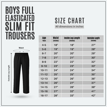 Pack of 2 Black Slim Fit Full Elastic Boys School Trousers