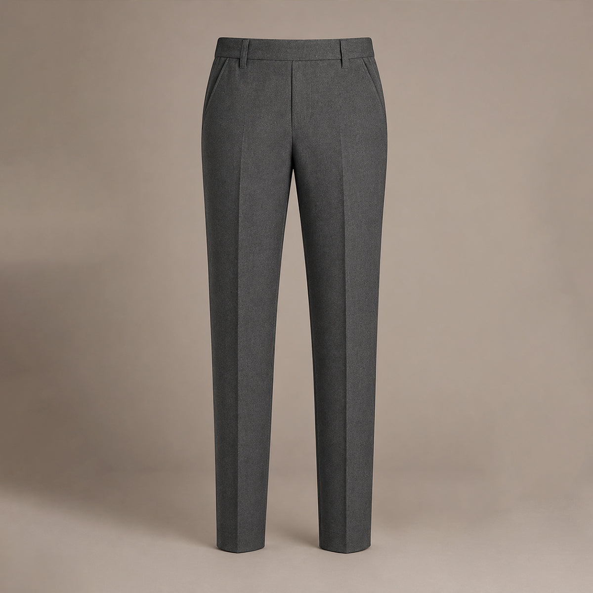 Grey Plus Size Half Elastic Pull Up Boys School Trouser