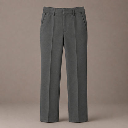 Grey Plus Size Half Elastic With Zip & Clip Boys School Trouser