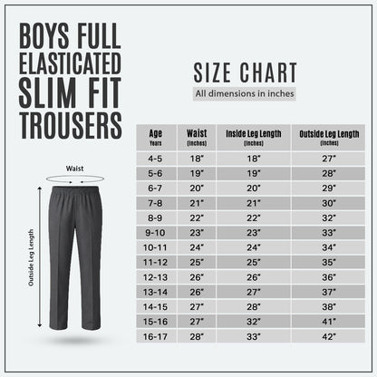 Grey Slim Fit Full Elastic Boys School Trouser