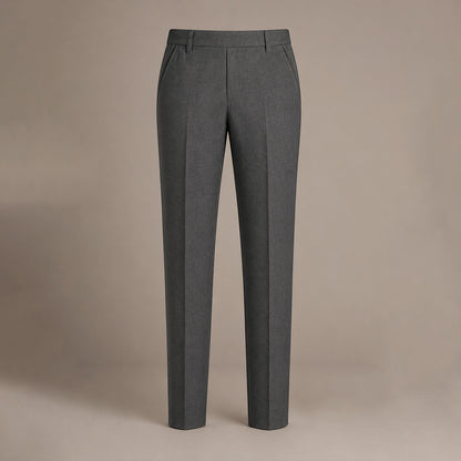 Grey Slim Fit Half Elastic Pull Up Boys School Trouser
