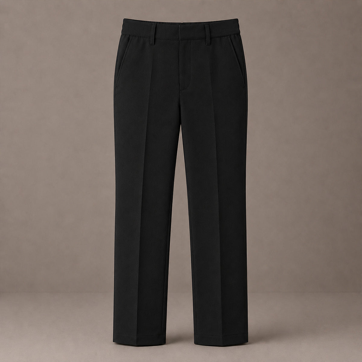 Black Slim Fit Half Elastic With Zip & Clip Boys School Trouser