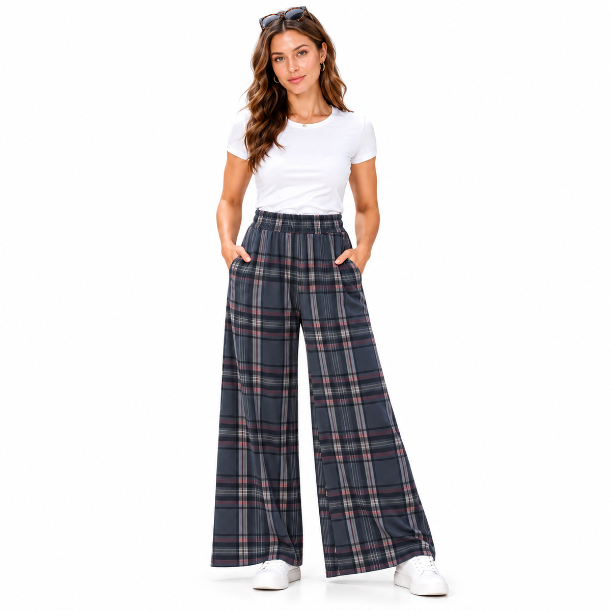 Tartan Check Palazzo Trousers | 3 Colours