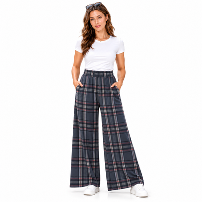 Tartan Check Palazzo Trousers | 3 Colours