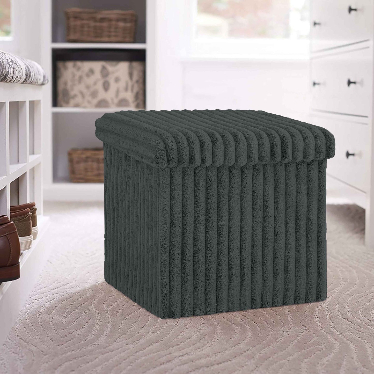 Ribbed Ottoman Storage Box | 38 x 38 x 38CM | 5 Colours