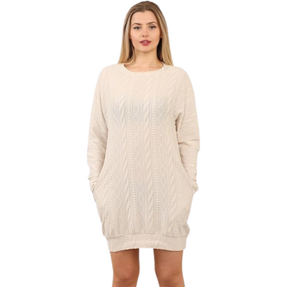 Cream Cable Knit Jumper Dress
