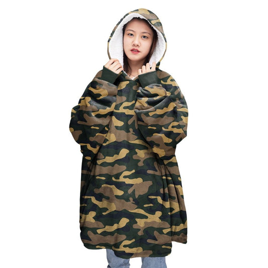 Camouflage Sherpa Fleece Oversized Blanket Hoodie