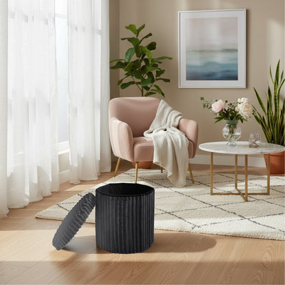 Round Ribbed Ottoman Storage Box | 40 x 40 x 37CM | 5 Colours