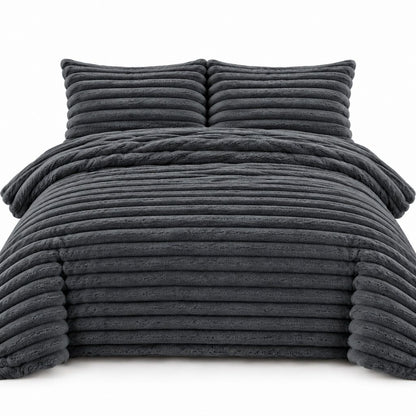 Chunky Teddy Fleece Duvet Cover Set Charcoal
