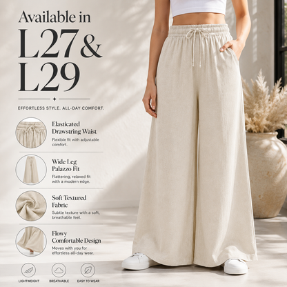Linen Wide Leg Palazzo Trousers | 4 Colours
