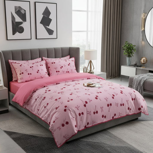 Cherry & Bow Printed Duvet Cover Set