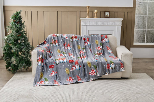 Cosy Gonks Xmas Flannel Sherpa Throw