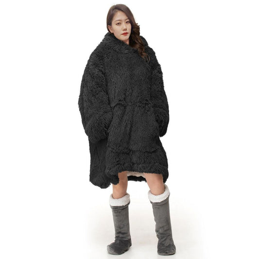 Black Cuddles Fleece Oversized Blanket Hoodie