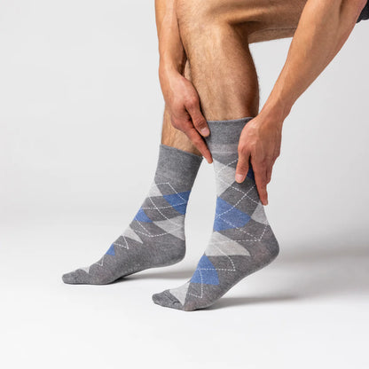 Men’s Gentle Grip Denim Argyle Cotton Rich Socks