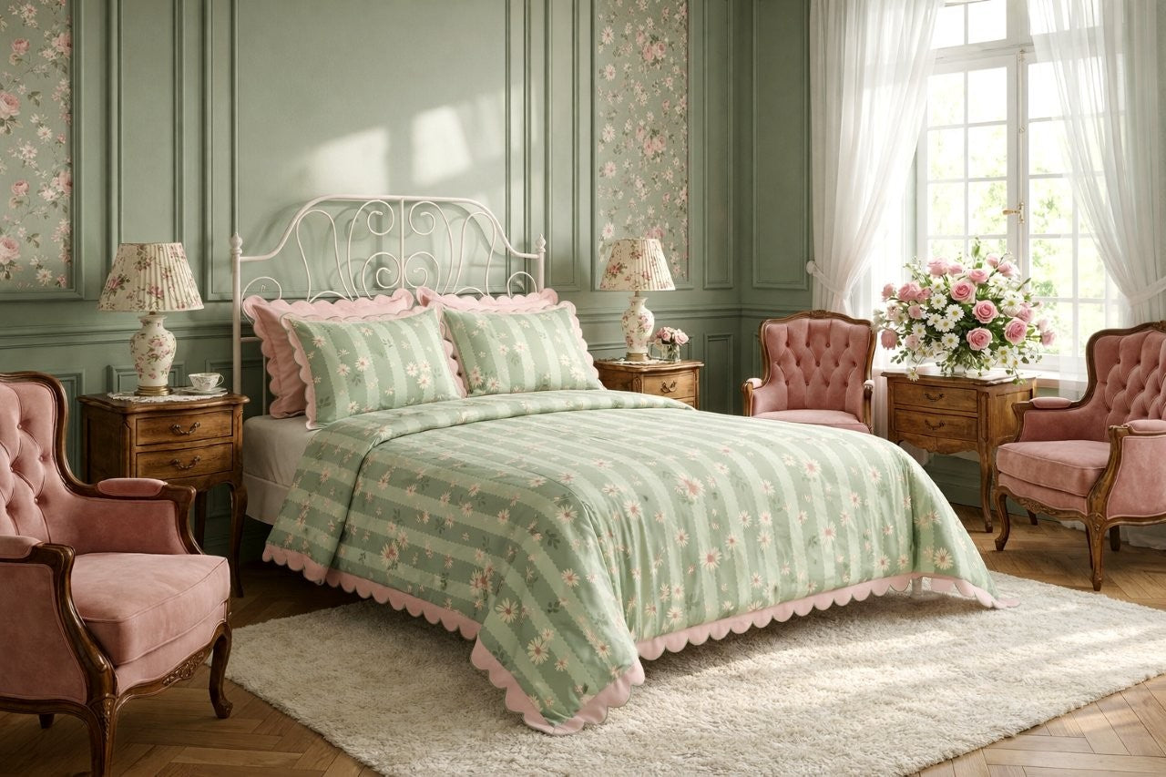 Daisy Scallop Frill Duvet Cover Set