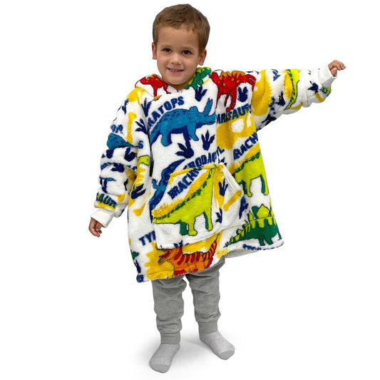 Dinosaur Kids Teddy Fleece Blanket Hoodie