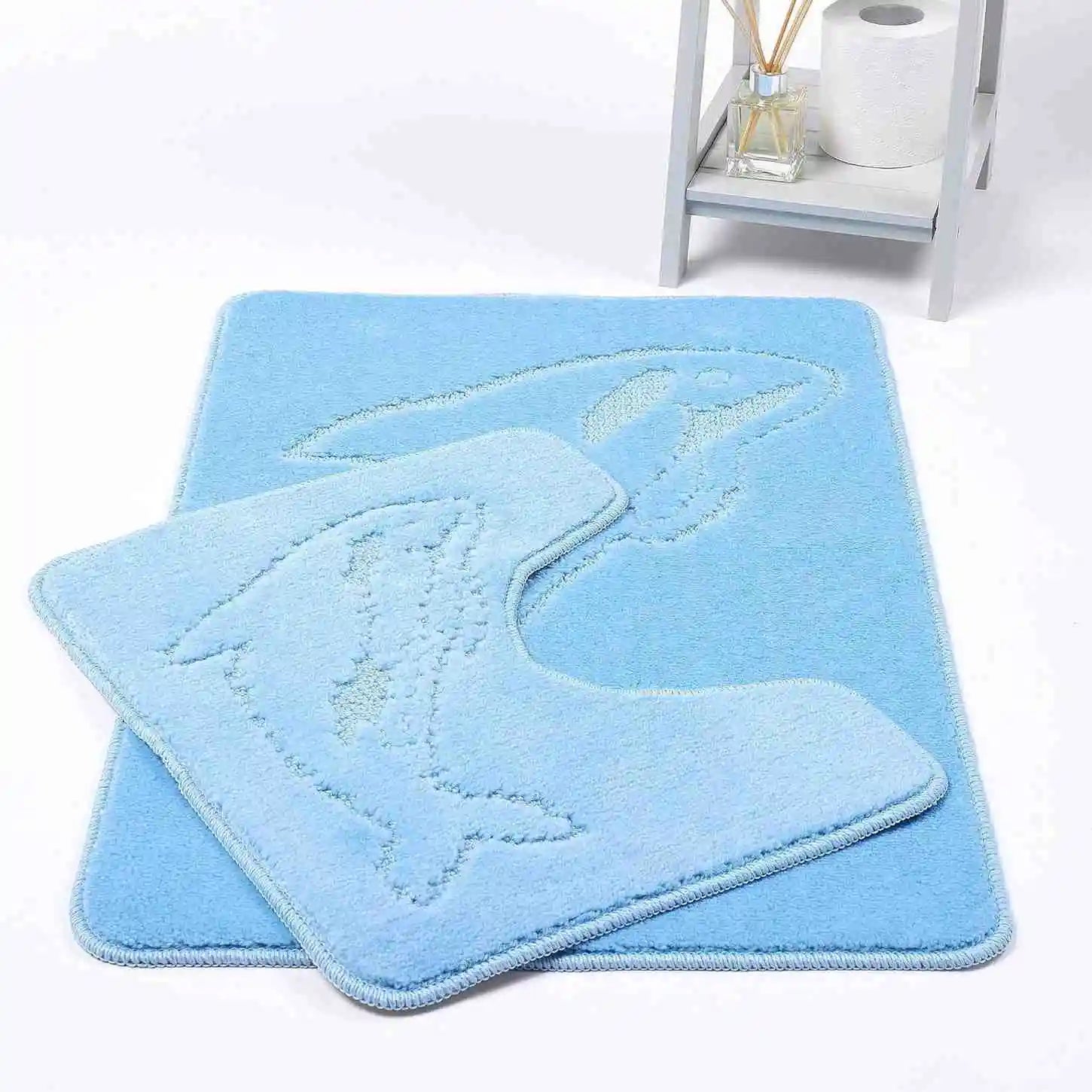 Dolphin bath mat sky blue