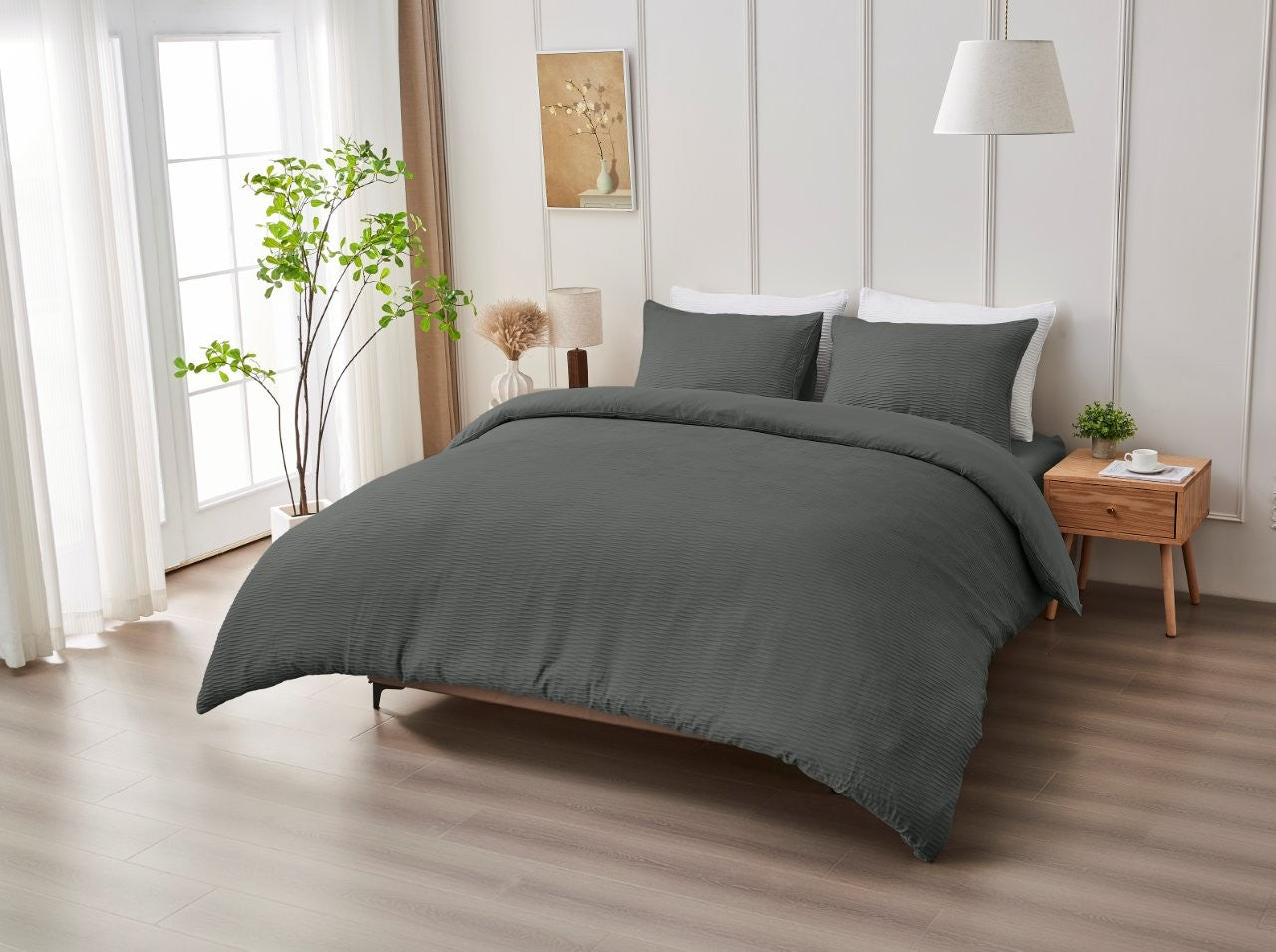 Durham Seersucker Duvet Cover Set | 4 Colours