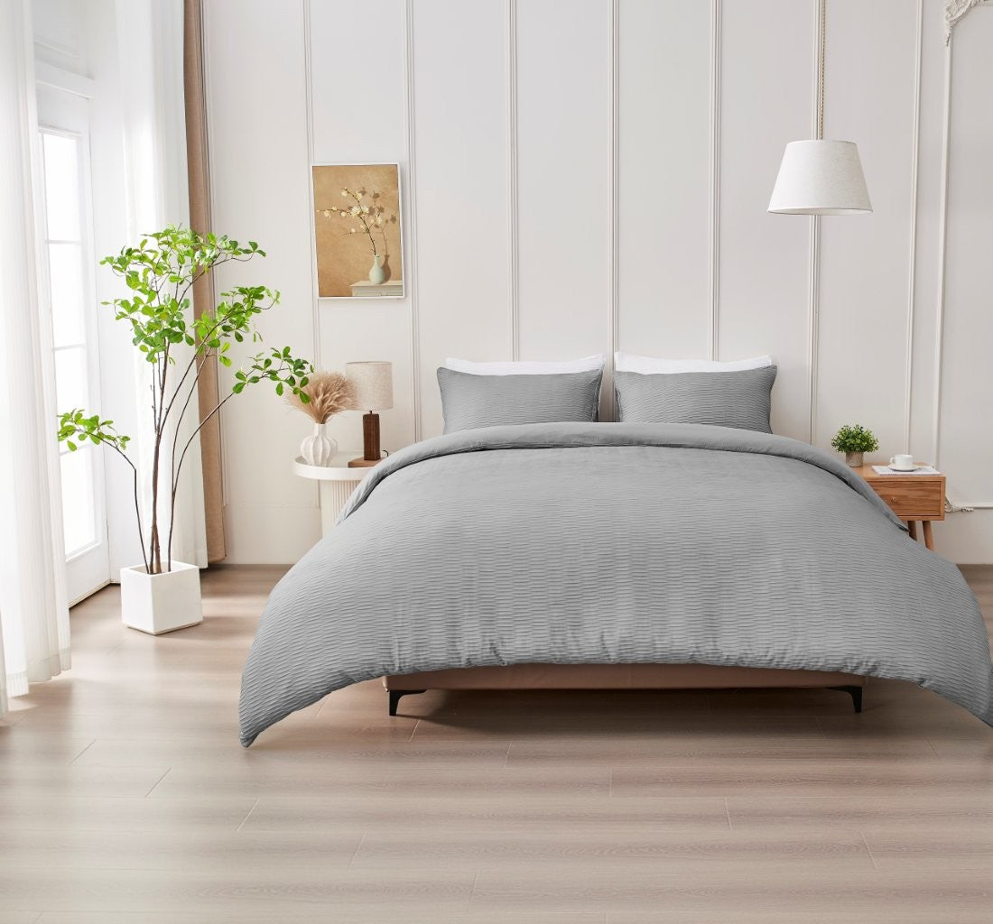 Durham Seersucker Duvet Cover Set | 4 Colours