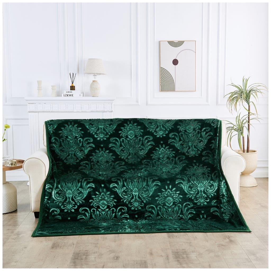 Embossed Heavy Blanket | 200CM x 240CM | Dark Green