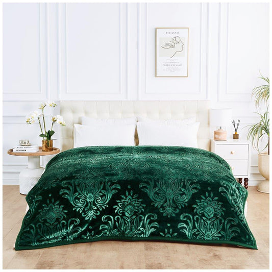 Embossed Heavy Blanket | 200CM x 240CM | Dark Green