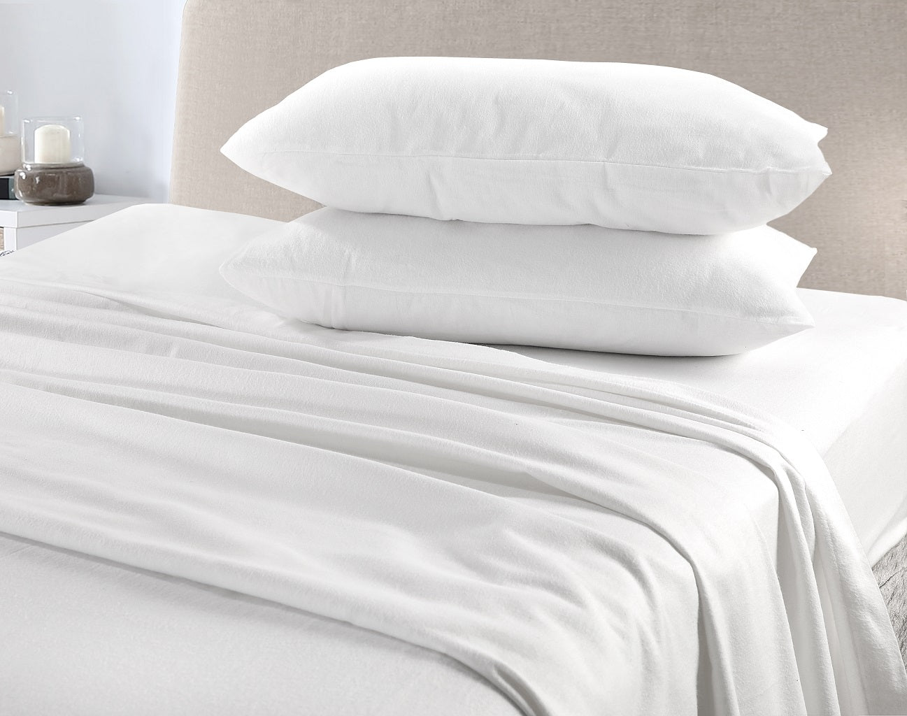 100% Brushed Cotton Flannelette Pair of Pillow Cases | 10 Colours