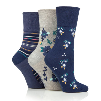 Women Floral Haven Purple Gentle Grip Cotton Rich Socks