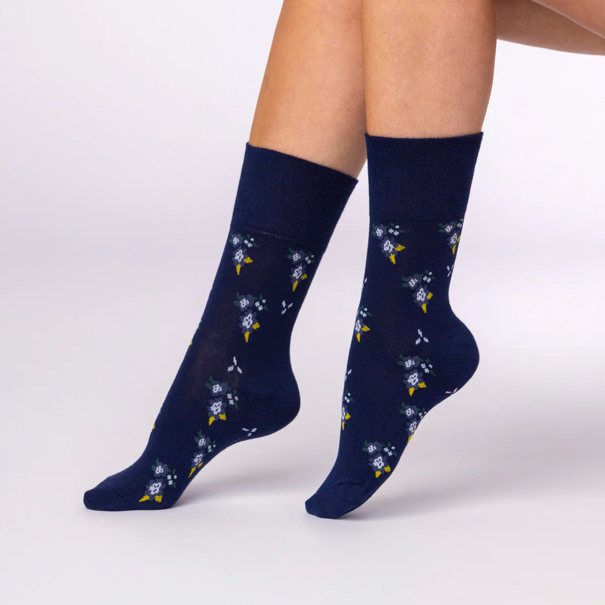Women Floral Haven Purple Gentle Grip Cotton Rich Socks