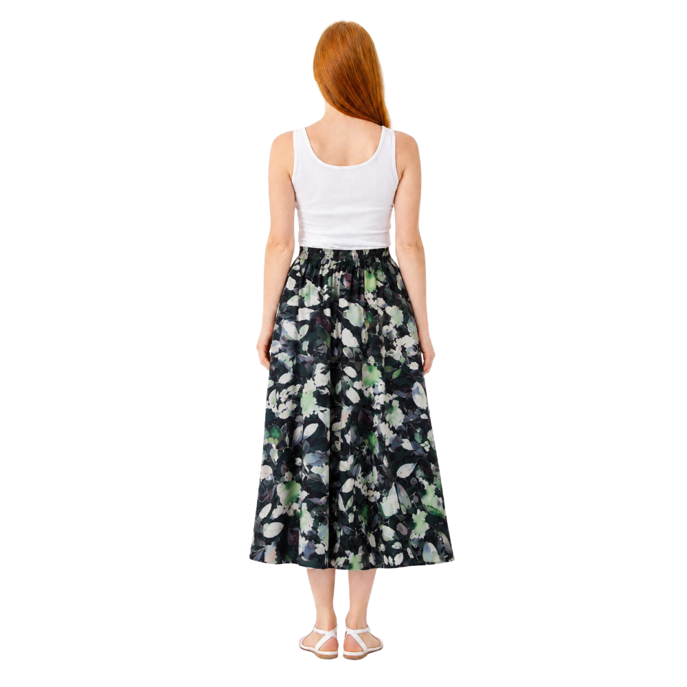 Forest Green Floral Summer Skirt view 3