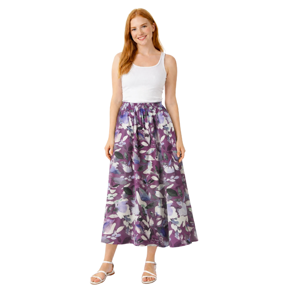 Forest Purple Floral Summer Skirt
