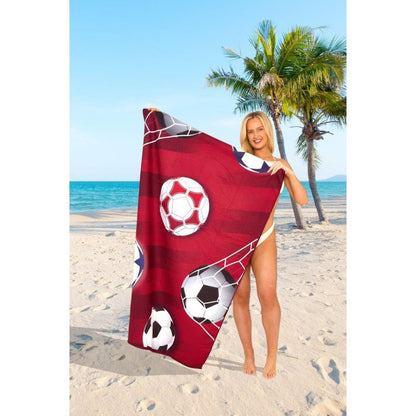Football Red Sand Free Beach Towel | 180CM × 100CM