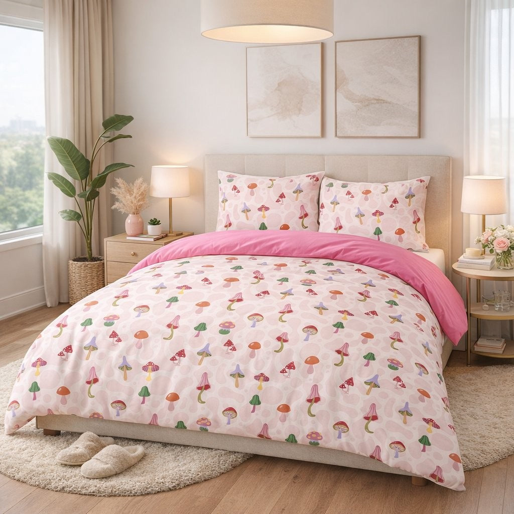 Funky Mushroom Printed Duvet Cover Set