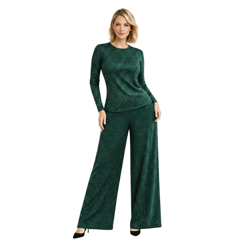 Glitter Jersey Co-Ord Set | Top & Wide-Leg Palazzo Trousers | 2-Piece Outfit | 7 Colours